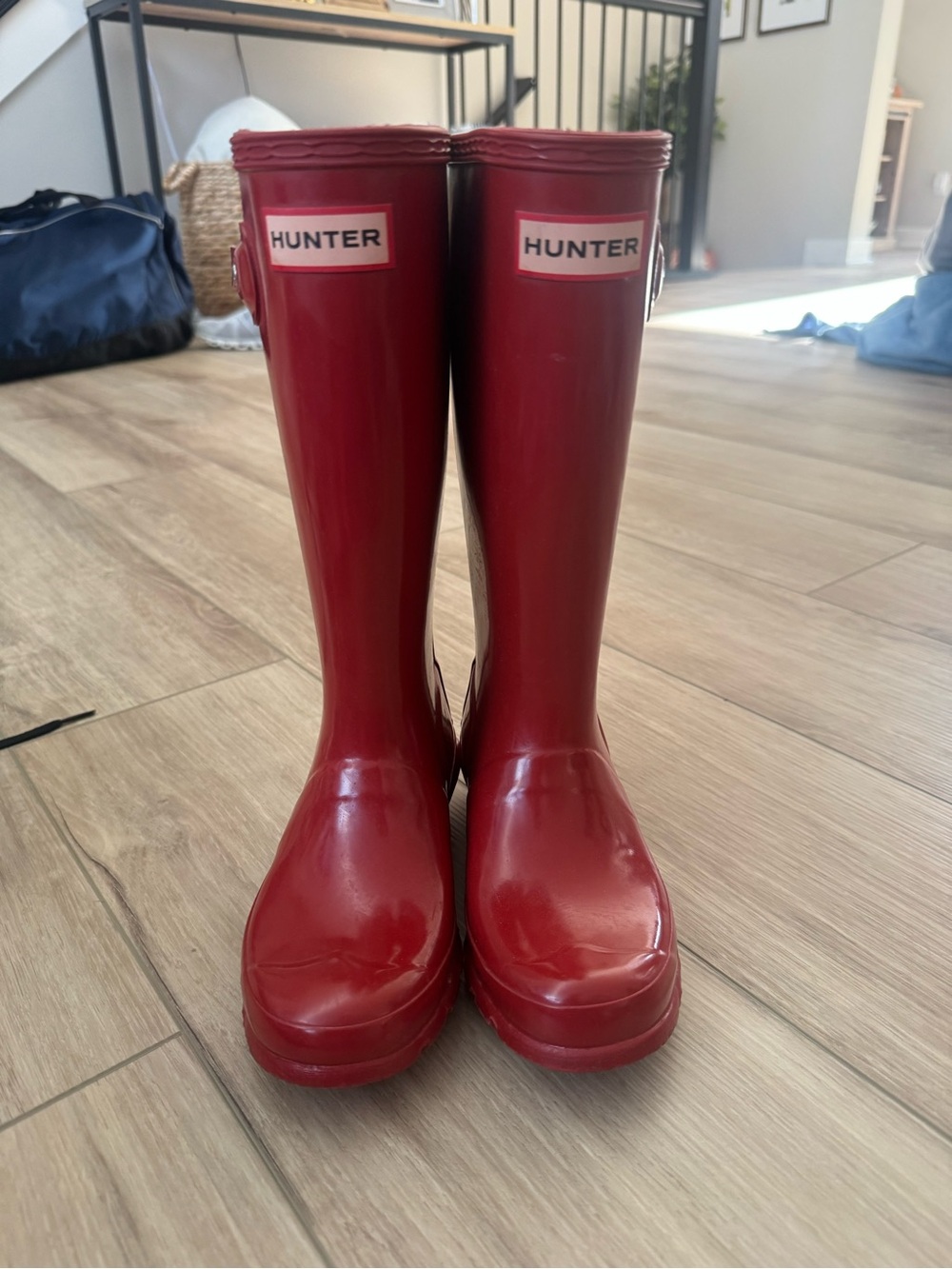 Hunter Kids Glossy Red Tall Rain Boots